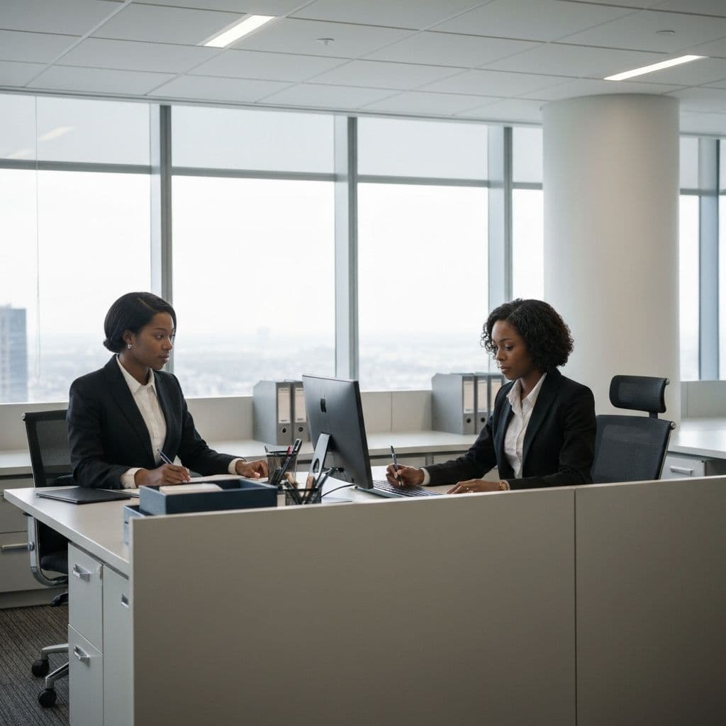 Secure professional office environment emphasising data privacy and confidentiality