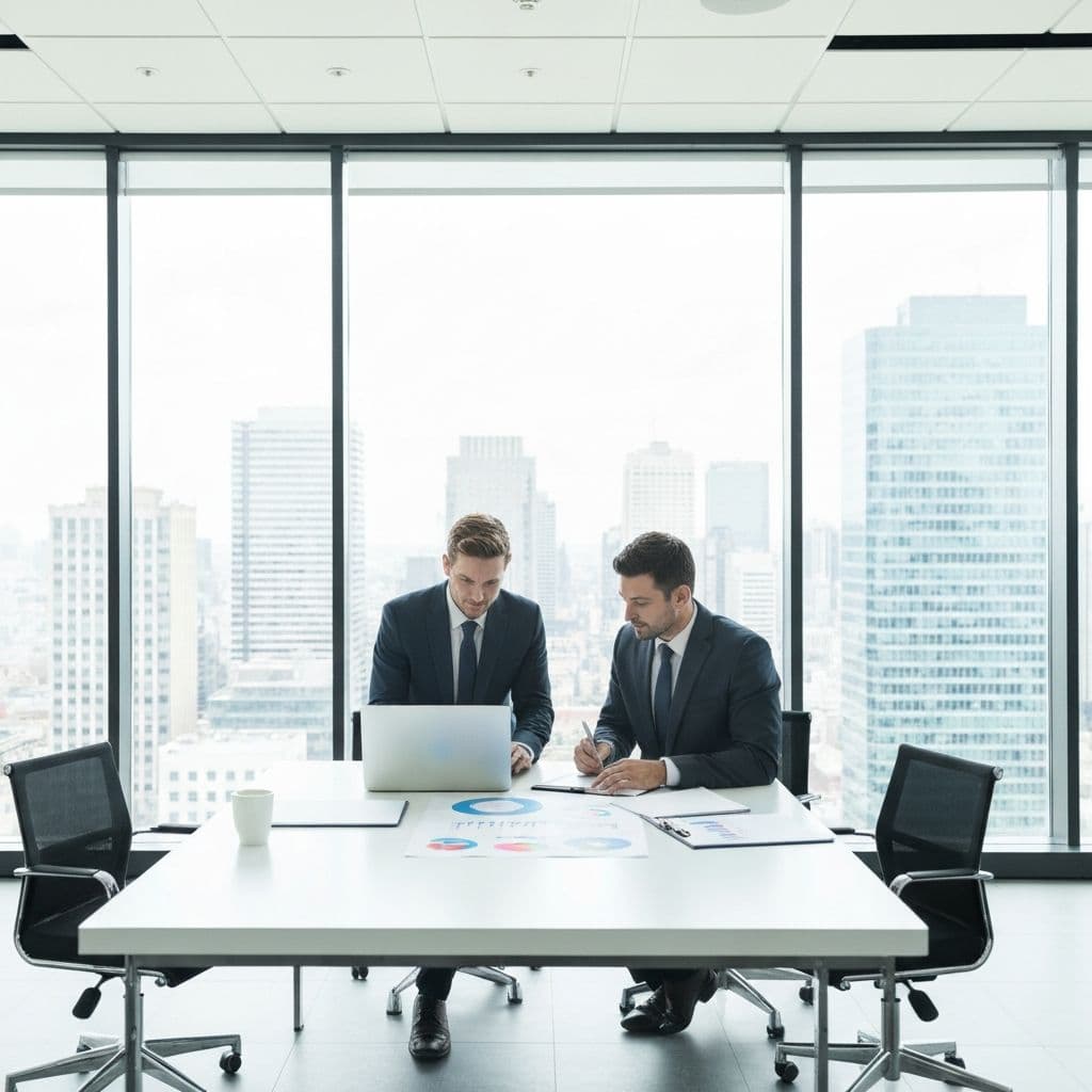 Executive advisory consultation in a bright modern boardroom