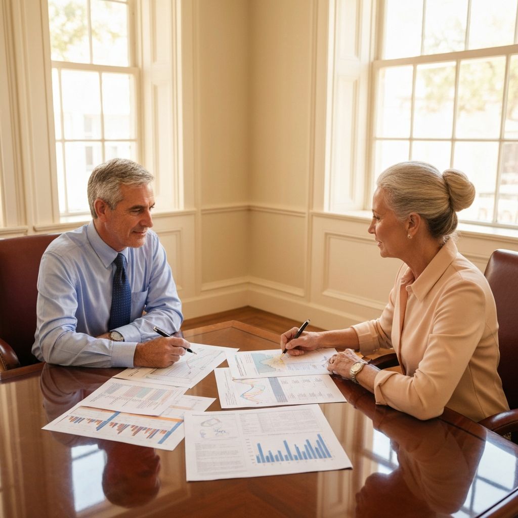 Long-term advisory partnership meeting reviewing evolving financial strategy